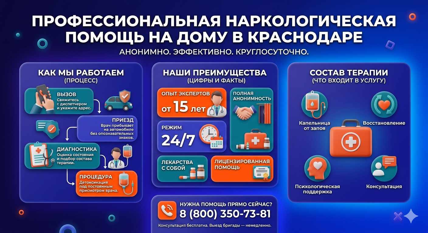 Инфографика о принципах лечения алкоголизма на дому в Софрино: этапы вызова нарколога, преимущества анонимной детоксикации и состав медицинской помощи.